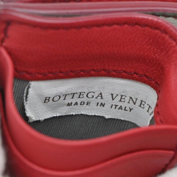 BOTTEGA VENETA INTRECCIATO Trifold Compact Wallet Leather Red Italy - Picture 8 of 13